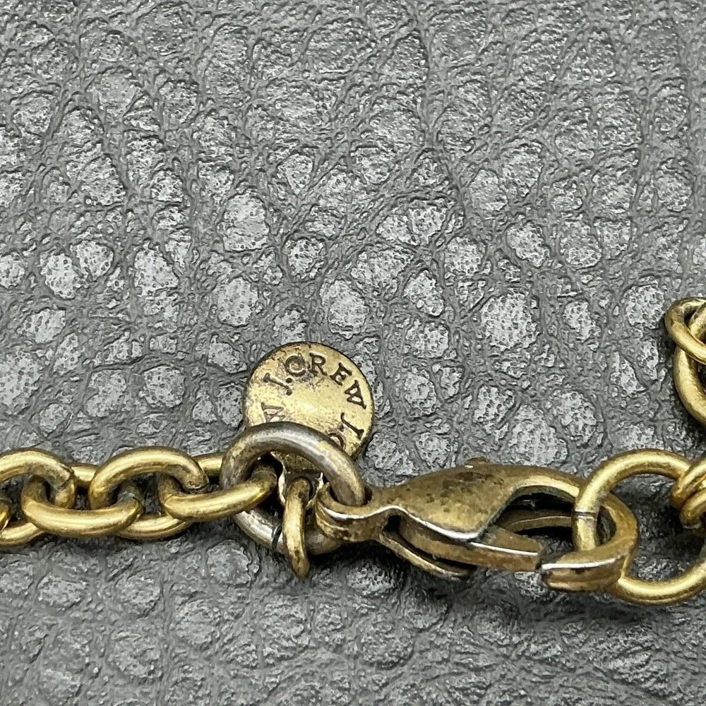 J. Crew Necklace Gold Tone Pink Round Bib Womens Statement Jewelry 18 Inch‎